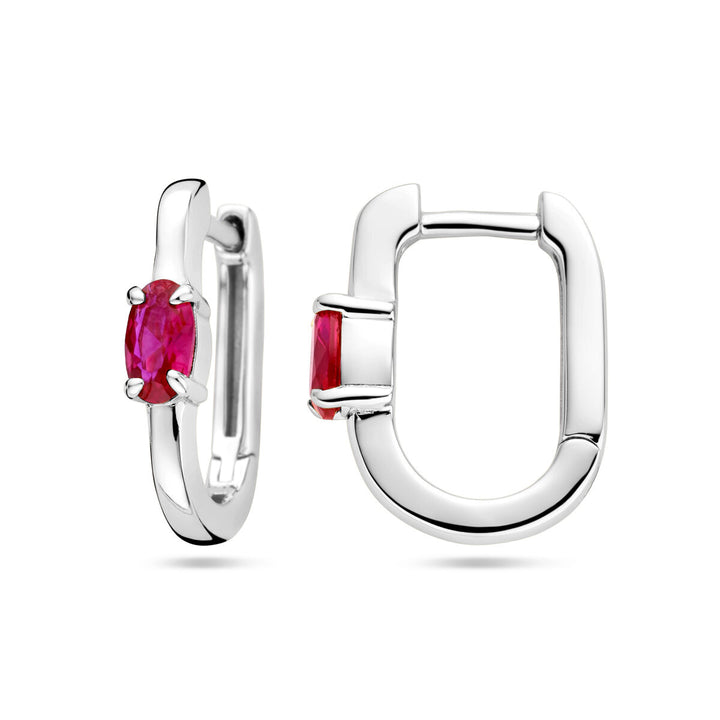 drop earrings red zirconia silver rhodium plated