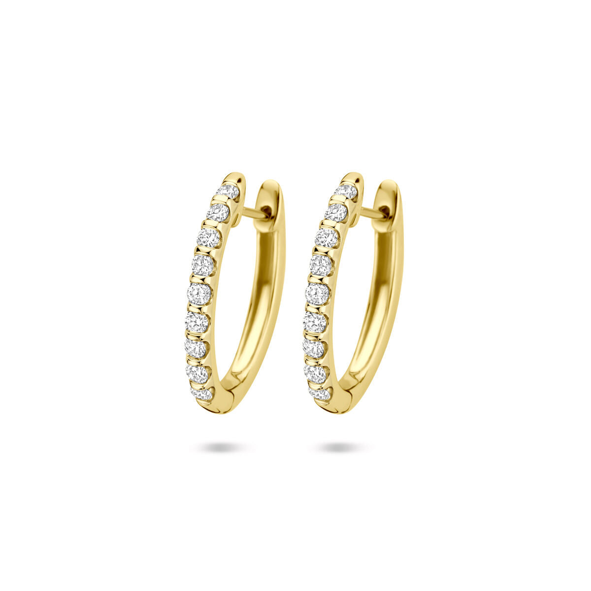 Klapoorringen van 14K geelgoud met lab grown diamanten van in totaal 0.25ct, voorzien van een glanzende afwerking.