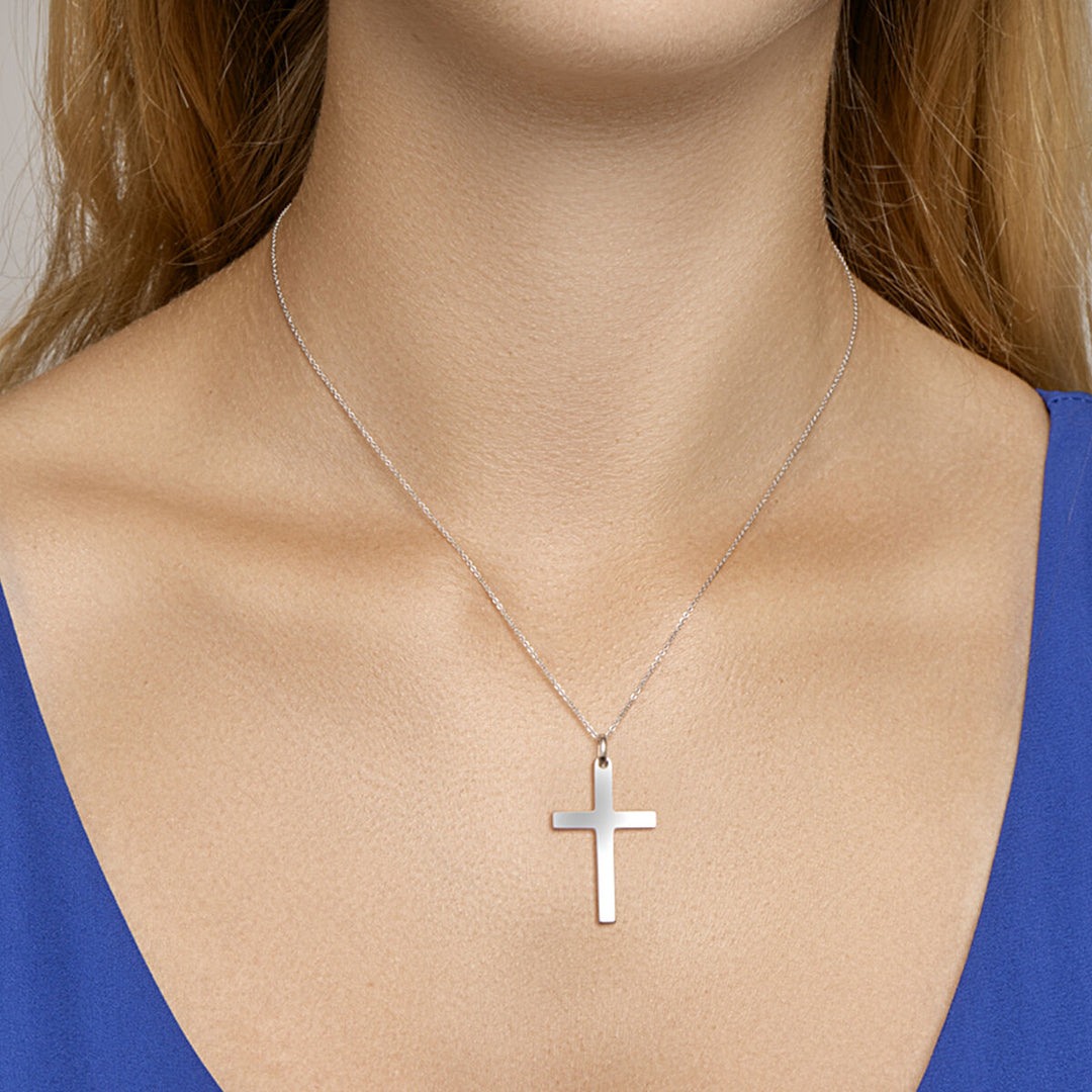 pendant cross silver rhodium plated