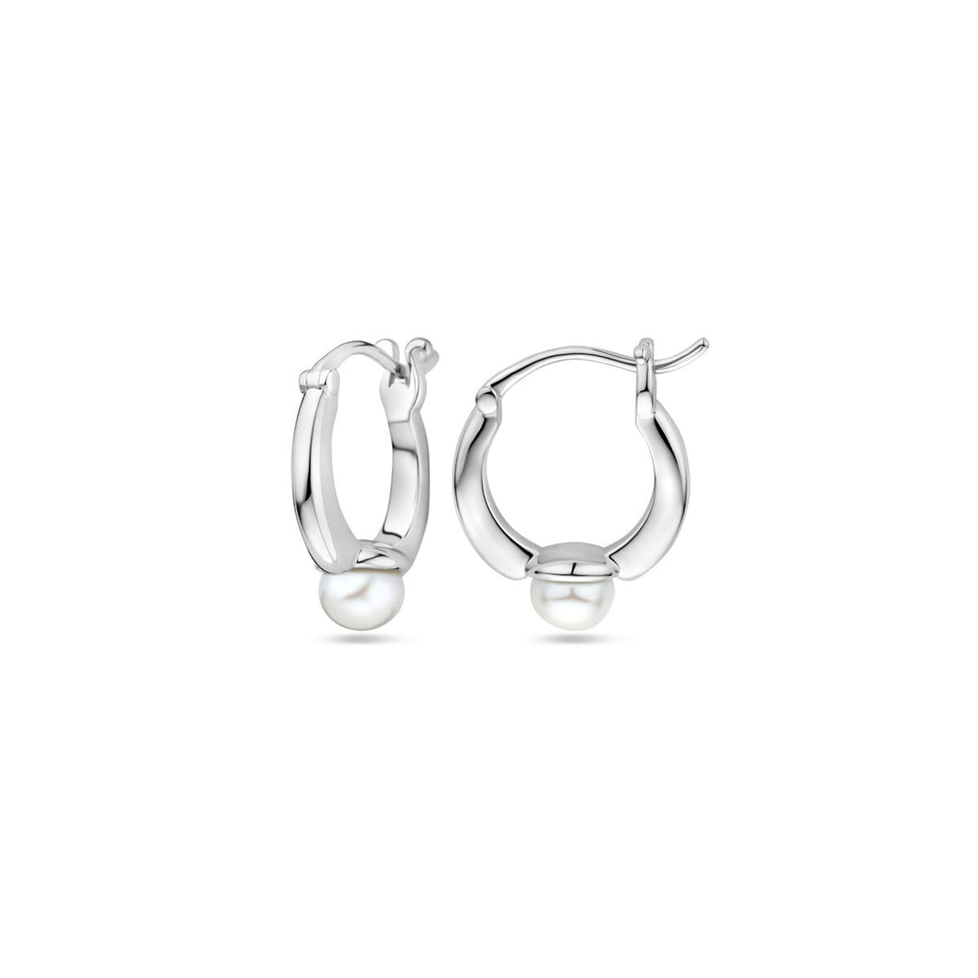 oorringen parel 20 mm zilver gerhodineerd