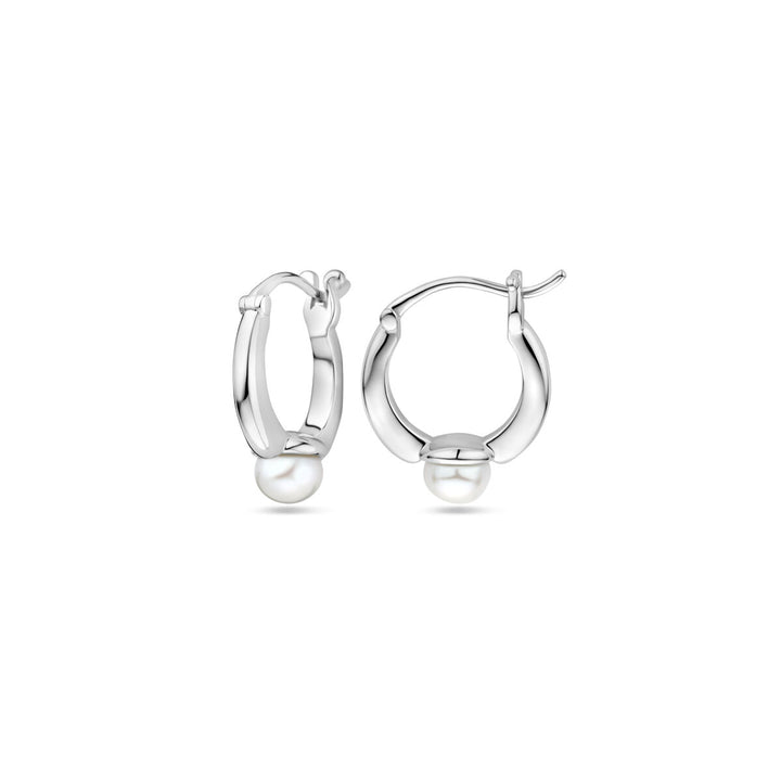 oorringen parel 20 mm zilver gerhodineerd