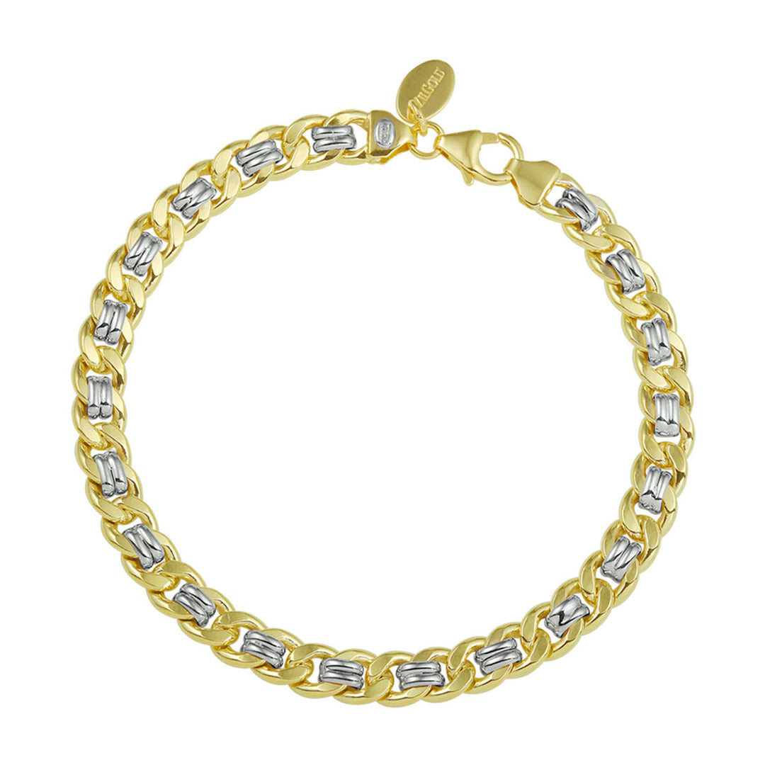 Silver bracelet ladies cut gourmette (bicolor gold with silver core)