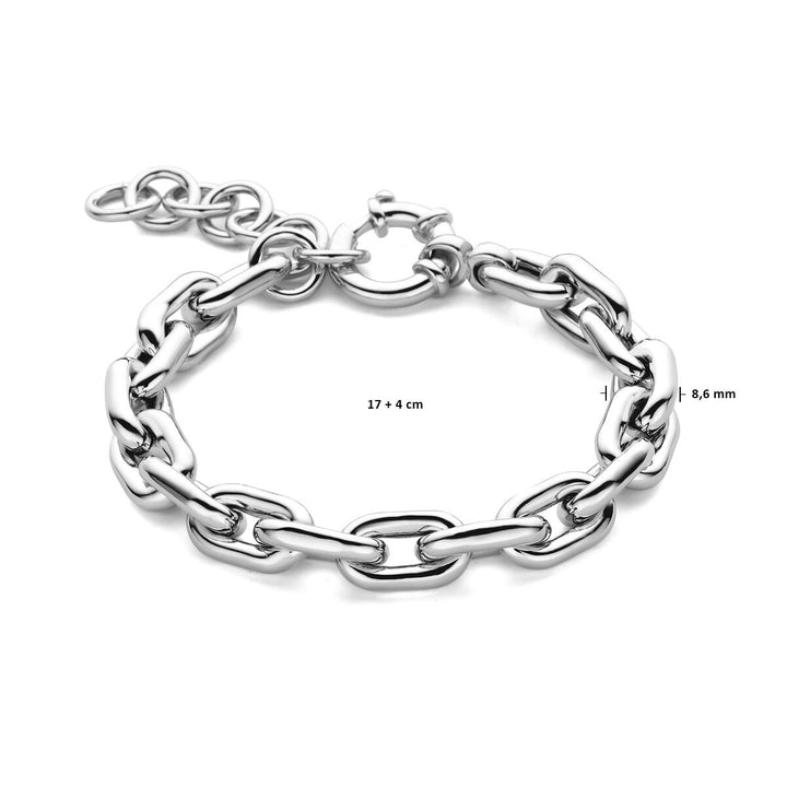 Armband Büroklammer Rundrohr 8,6 mm 17 + 4 cm großer Federverschluss Silber rhodiniert