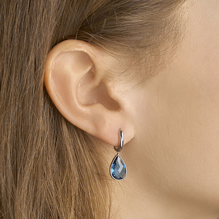 drop earrings london blue quartz 14K white gold