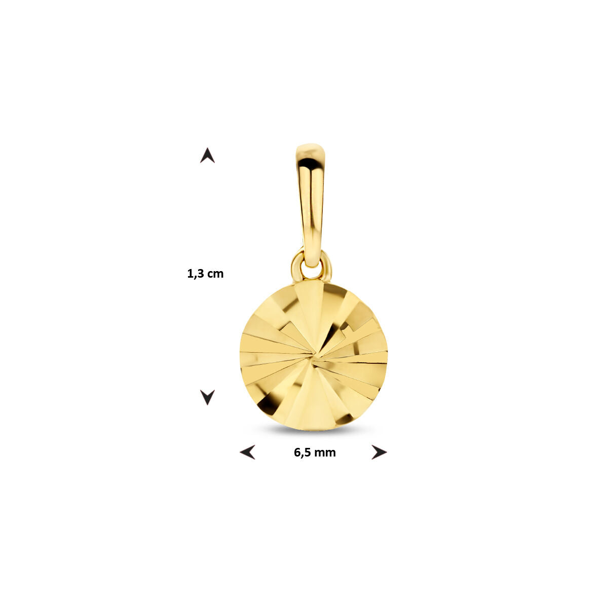pendant round diamond-plated 14K yellow gold