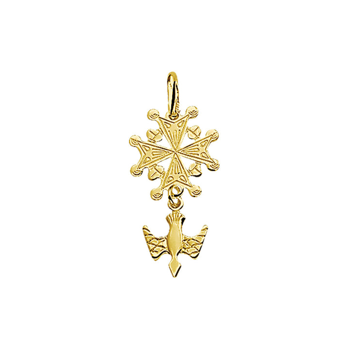 pendant Huguenot cross 14K yellow gold