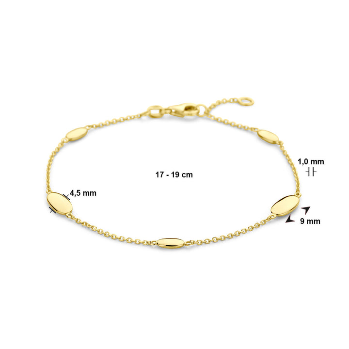 Gold bracelet ladies ovals 14K