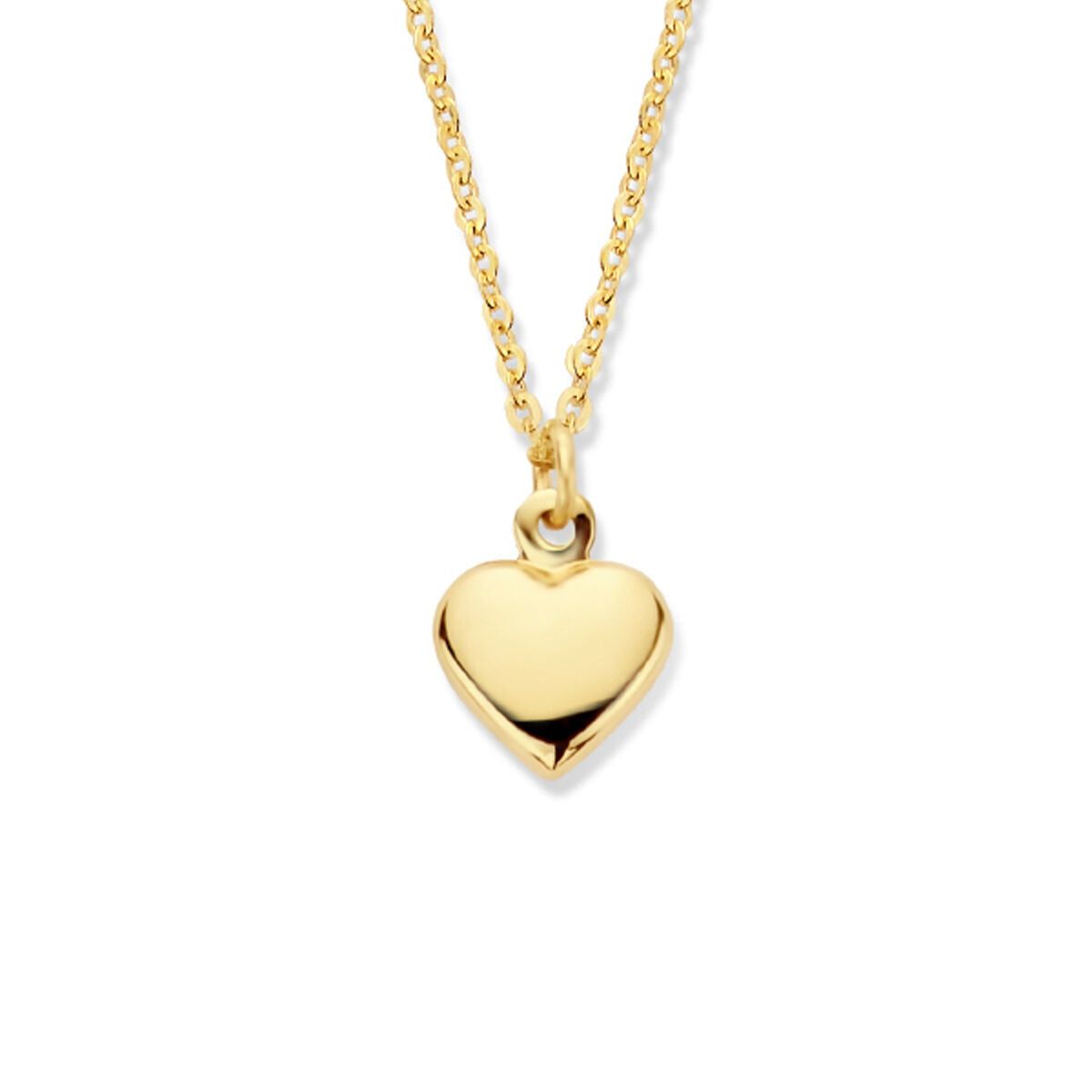 De Gouden dames ketting 14K van de Van der Kooij Collectie heeft een fijne ketting en een glanzend hartje als hanger-een stijlvol collier en perfect Valentijnsdag sieraad.