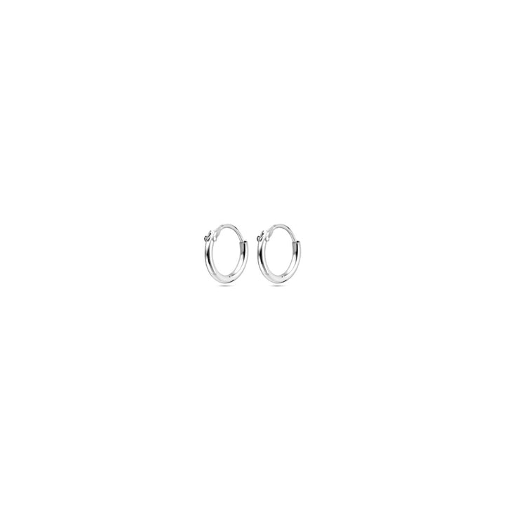 earrings 1.3 mm round tube silver rhodium plated