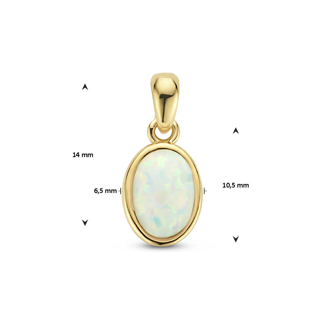 hanger wit opaal 14K geelgoud