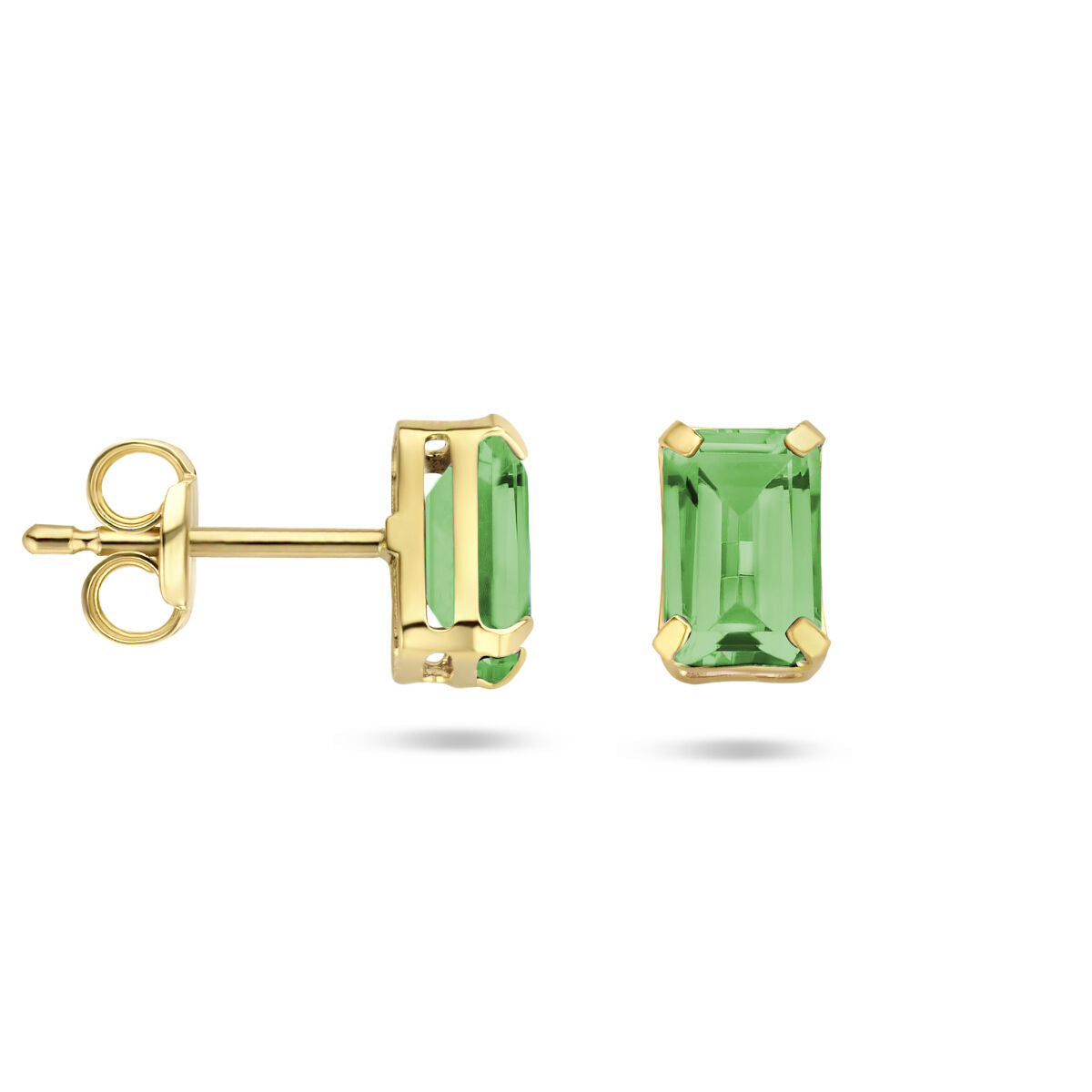 oorknoppen groen agaat 14K geelgoud