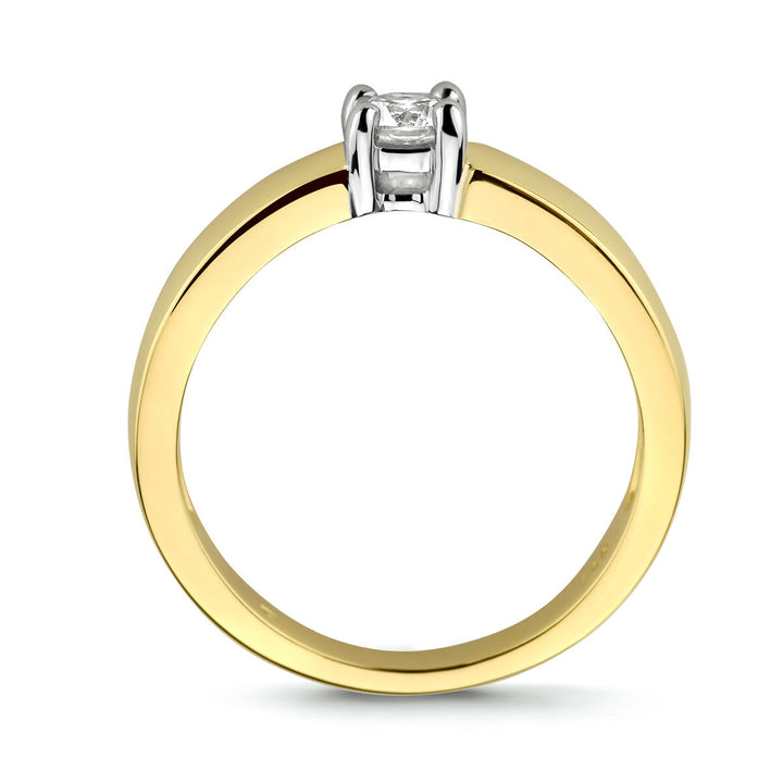 ring zirconia 14K bicolor gold yellow/white