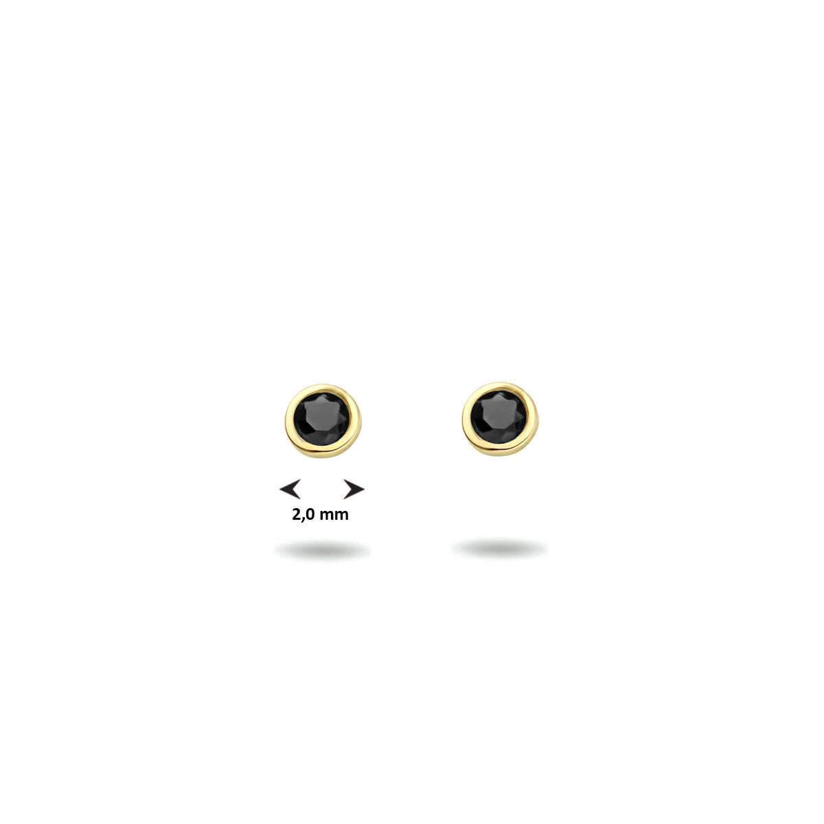 ear studs black zirconia 14K yellow gold