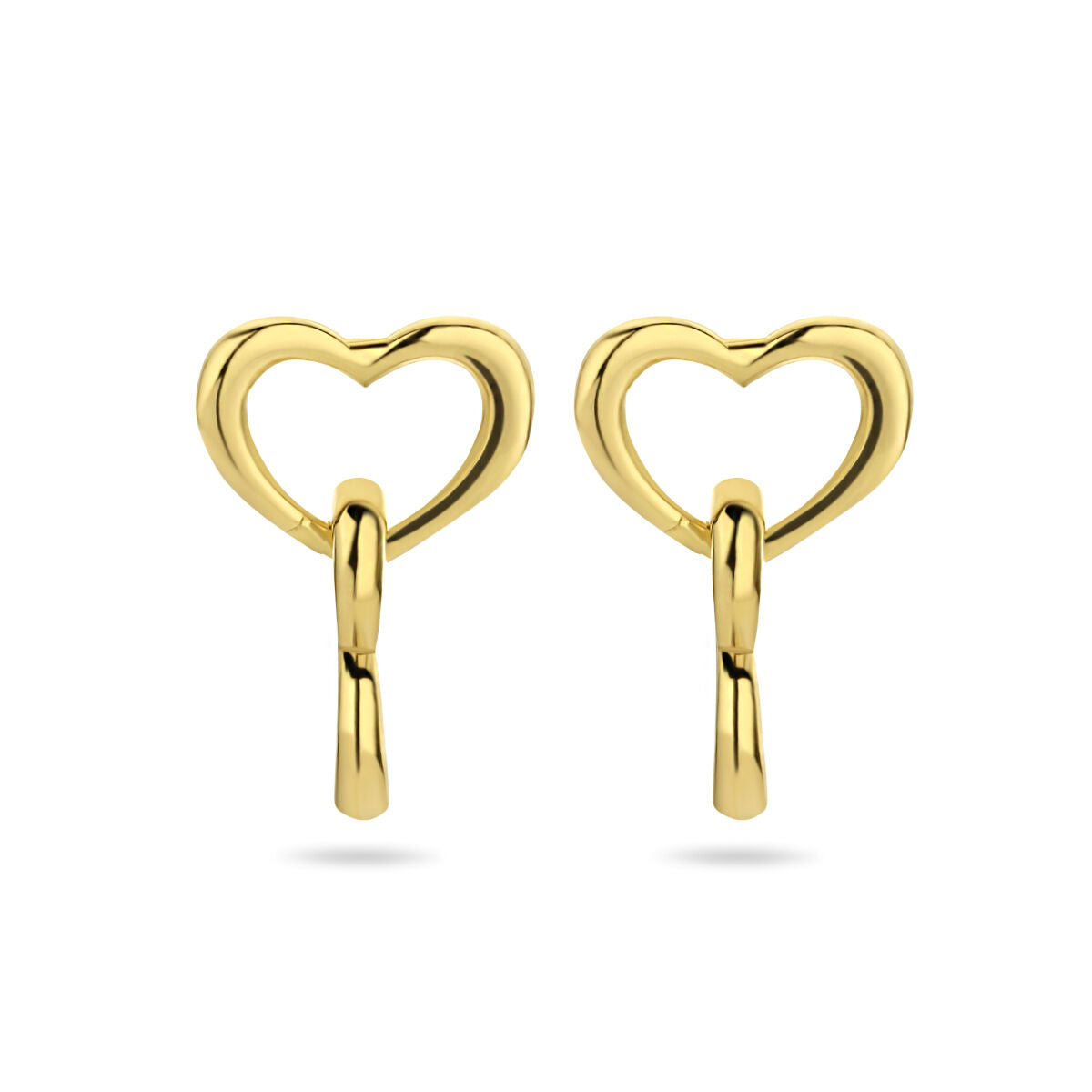 earrings hearts 1 micron silver gold plated (yellow)