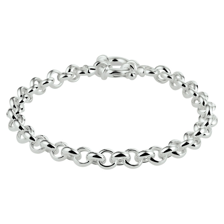 bracelet jasseron 5.5 mm with large spring clasp silver white