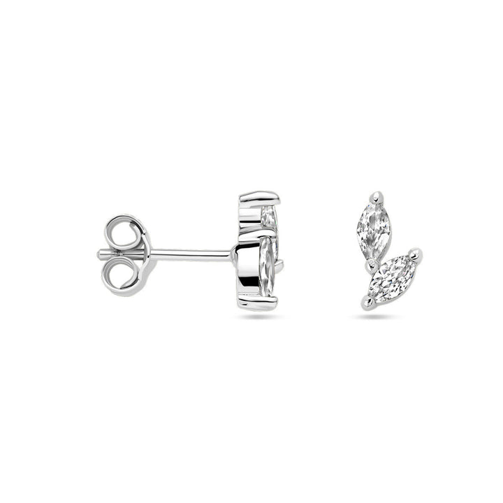 ear studs zirconia silver rhodium plated