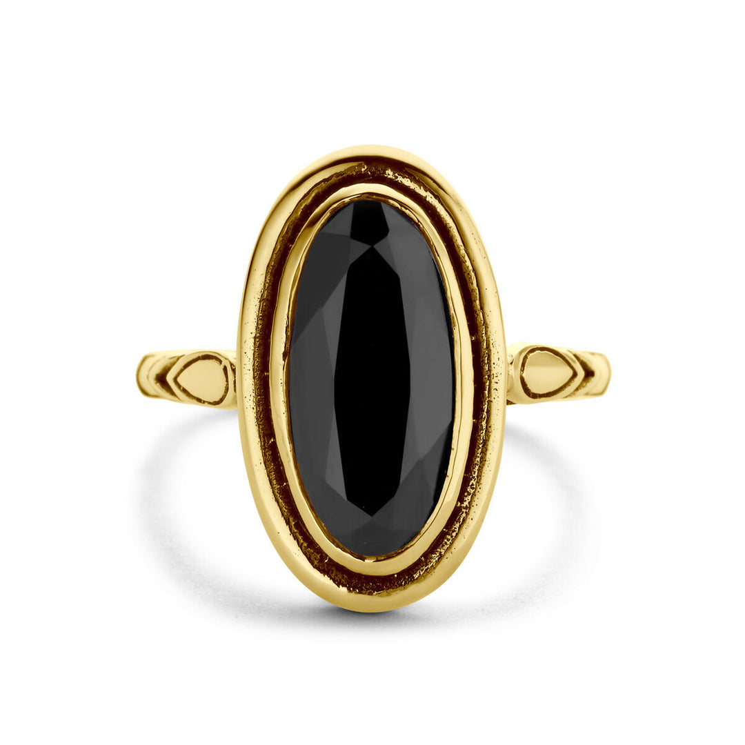 vintage ring onyx 14K geelgoud