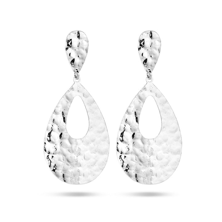 oorhangers druppel gehamerd zilver gerhodineerd