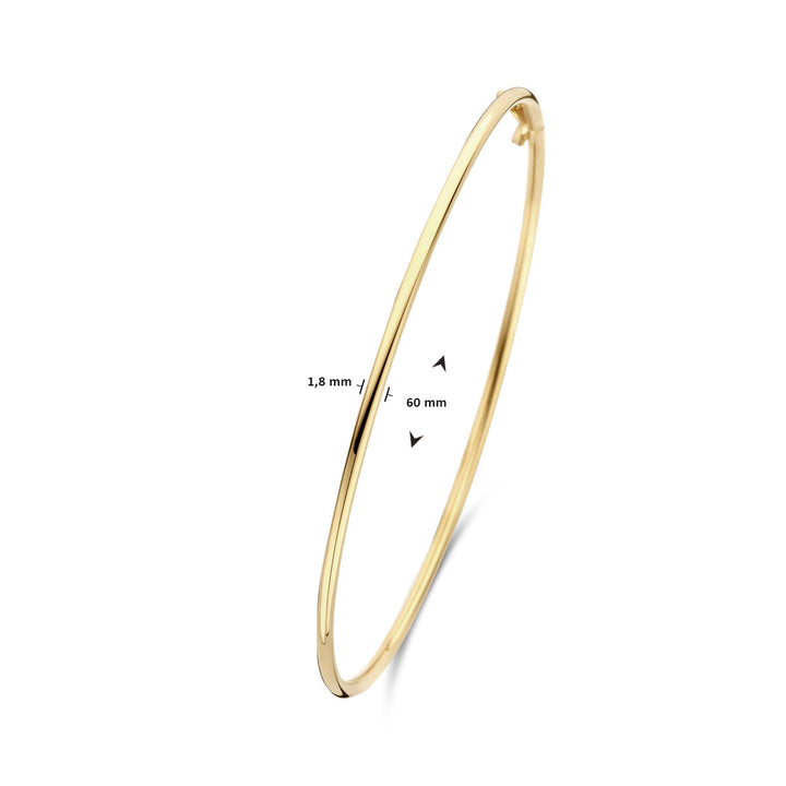 bangle dop ronde buis 1,8 mm  64 x 55 mm 14K geelgoud