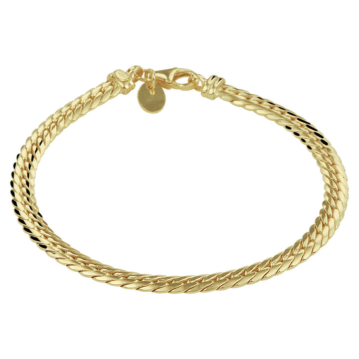 Silver bracelet ladies gourmette (yellow gold with silver core)