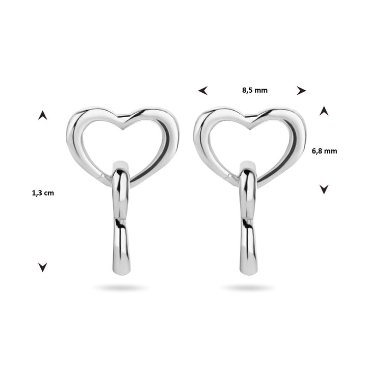 Silber rhodinierte Herzohrringe