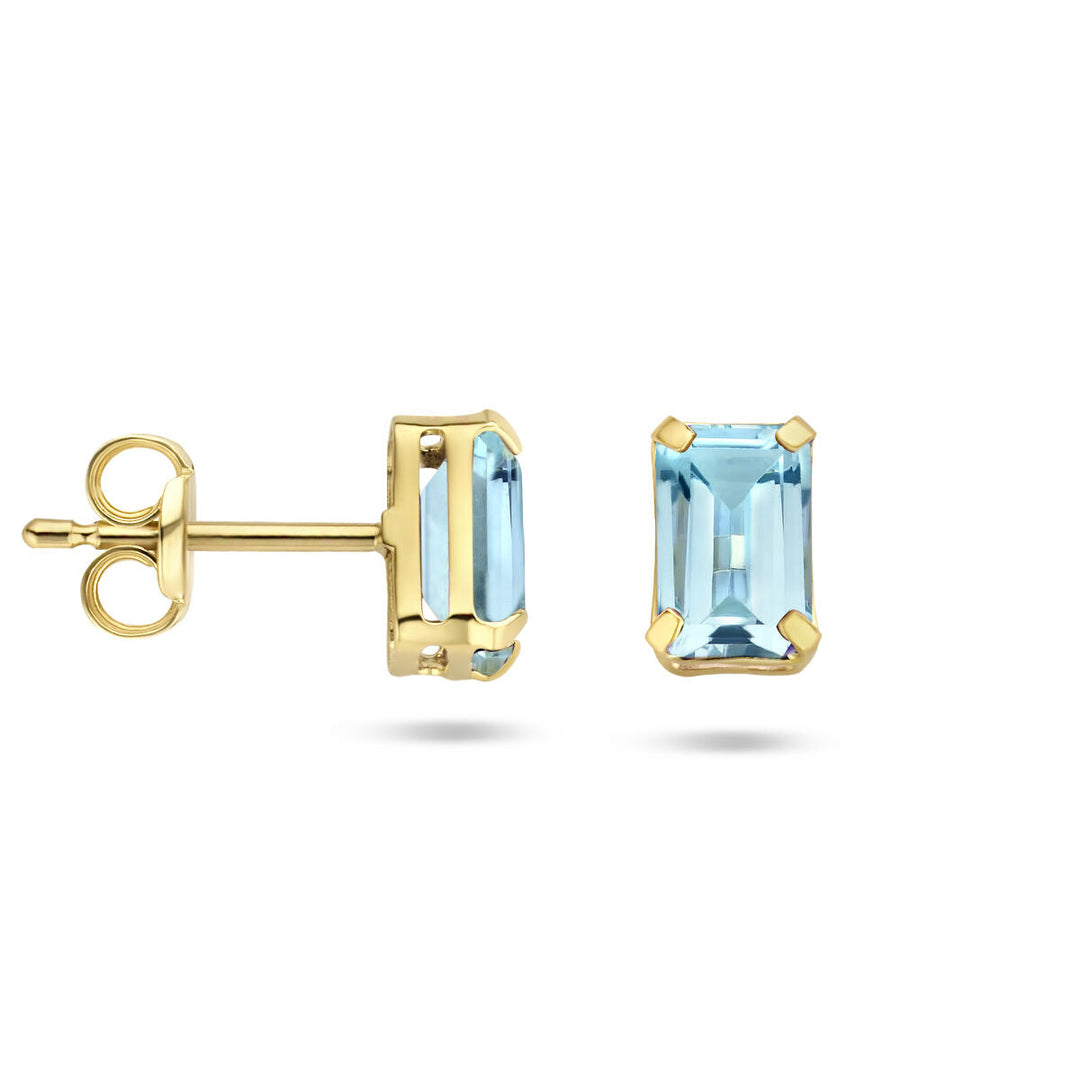 ear studs blue topaz 14K yellow gold