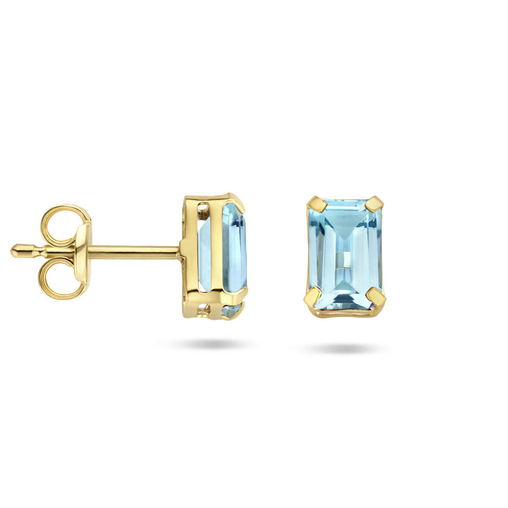 ear studs blue topaz 14K yellow gold