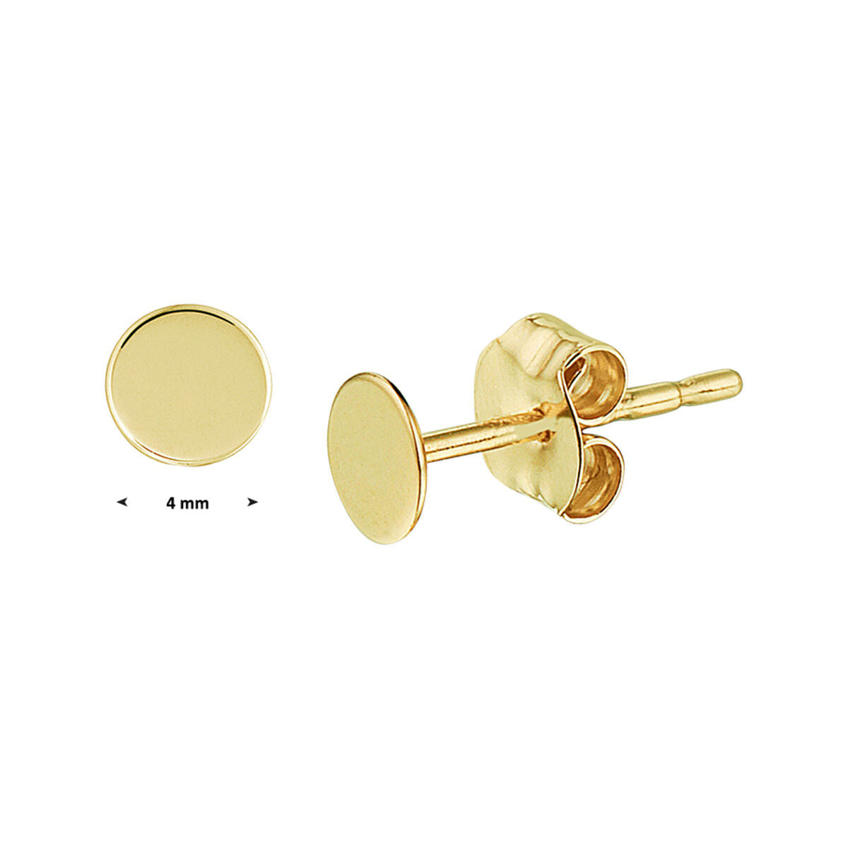 oorknoppen rond 14K geelgoud