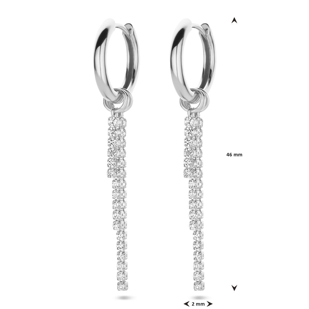 klapoorringen zirkonia 46 mm zilver gerhodineerd