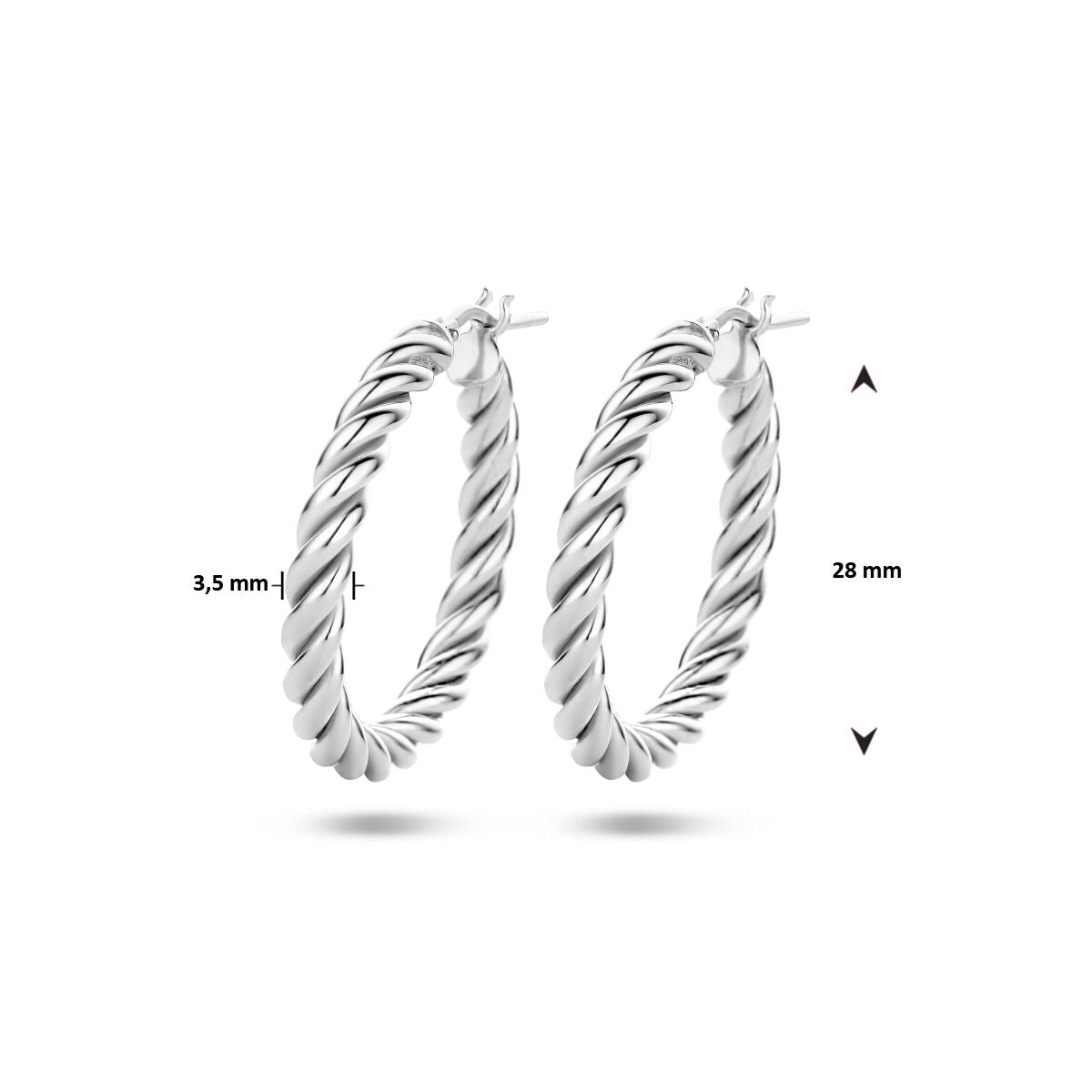 earrings twisted silver rhodium plated