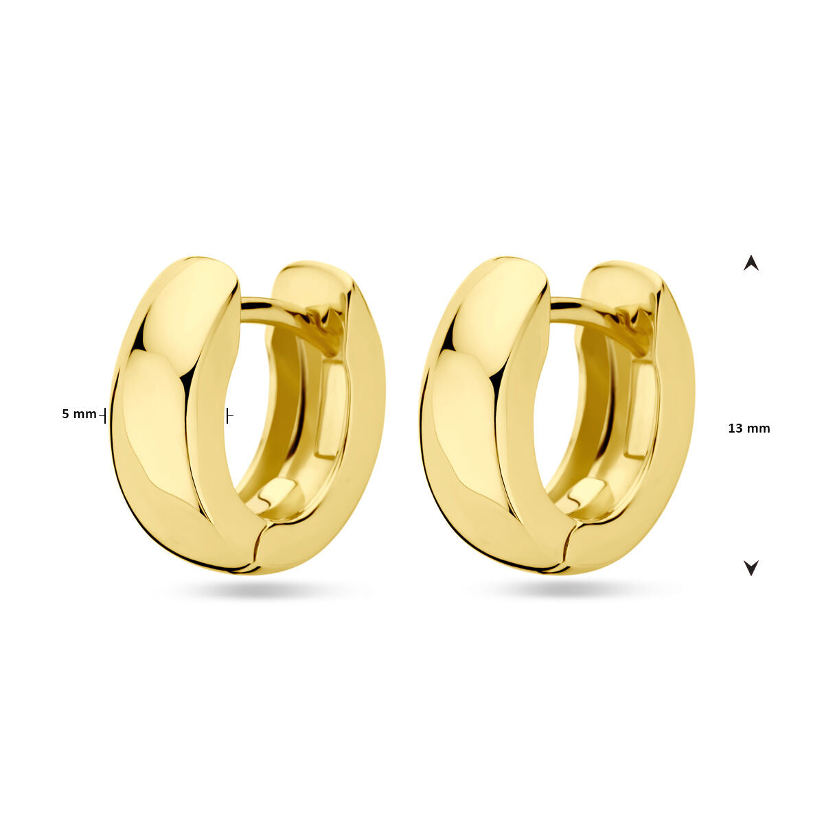 klapoorringen 13 mm 1 micron zilver verguld (geel)