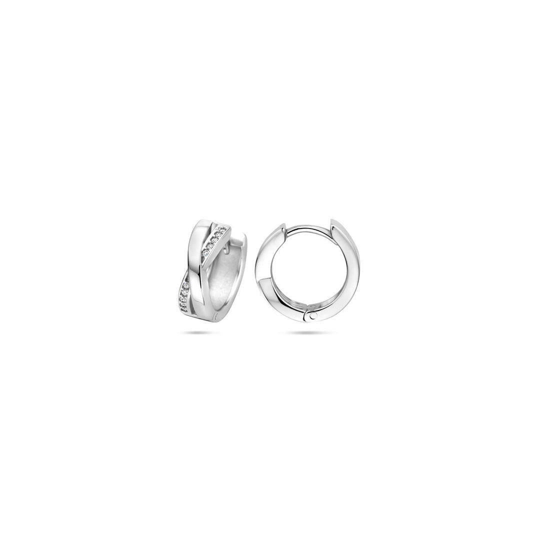 klapoorringen zirkonia 13 mm zilver gerhodineerd