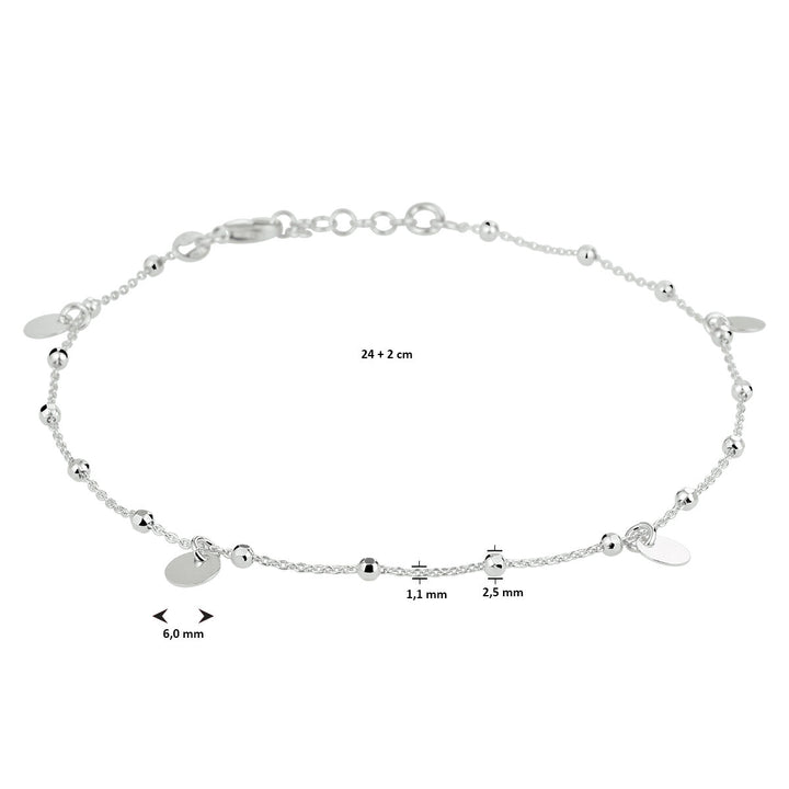 anklet circles 24 + 2 cm silver rhodium plated