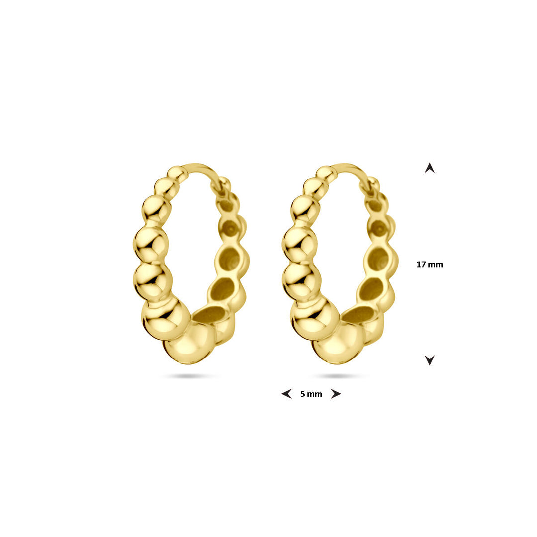 klapoorringen 17 mm 1 micron zilver verguld (geel)