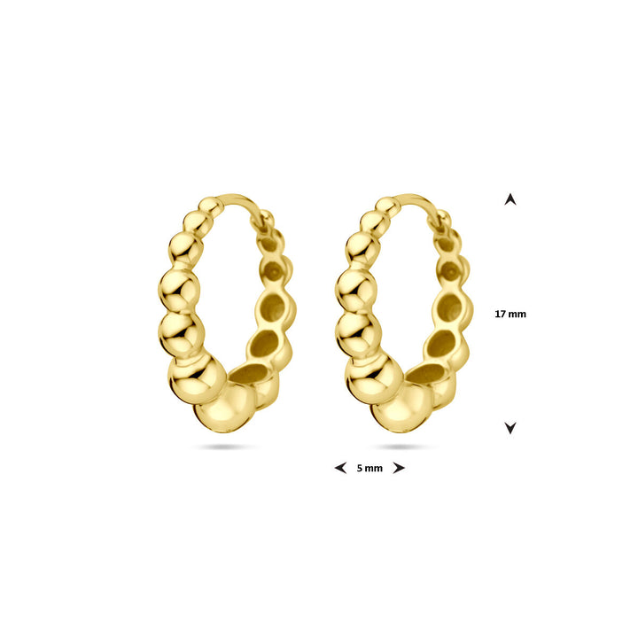 klapoorringen 17 mm 1 micron zilver verguld (geel)