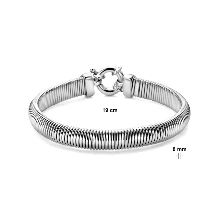 Silver ladies bracelet with large rhodium-plated spring clasp