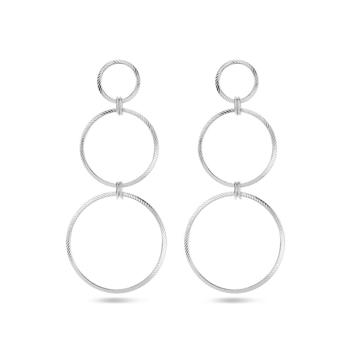 earrings circles diamond-plated silver rhodium