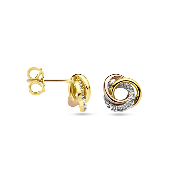 oorknoppen 9 mm 14K tricolor goud