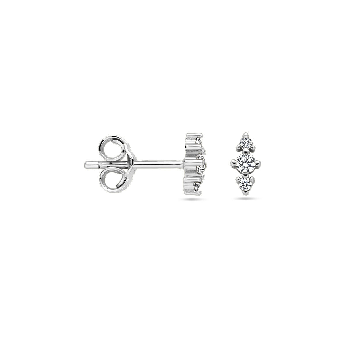 oorknoppen zirkonia zilver gerhodineerd