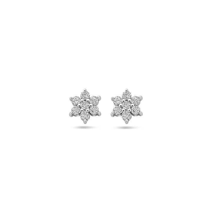 ear studs flower zirconia silver rhodium plated