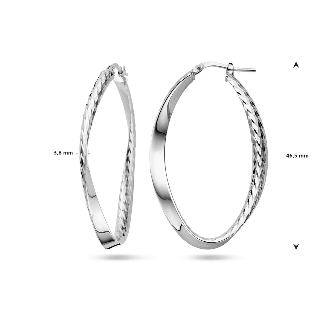 earrings twisted diamond-plated silver rhodium-plated