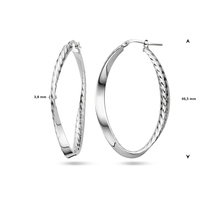 earrings twisted diamond-plated silver rhodium-plated