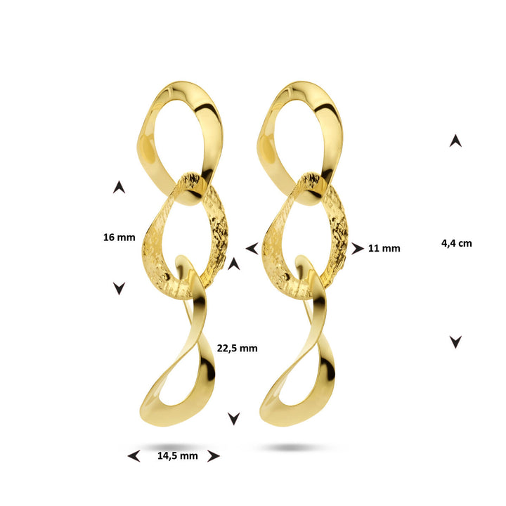 oorhangers ovaaltjes poli/mat 1 micron zilver verguld (geel)