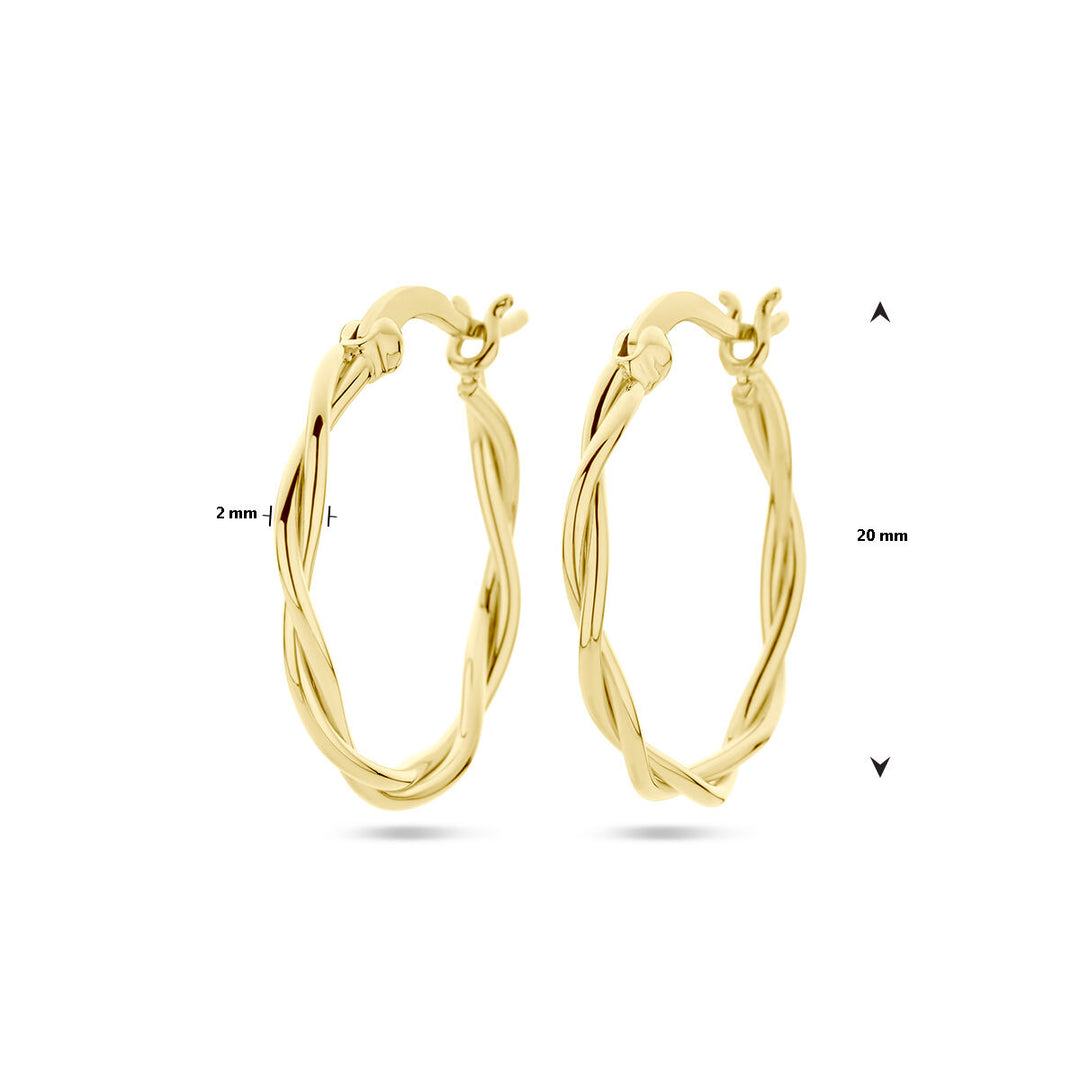 oorringen gedraaide buis 2,0 mm 1 micron zilver verguld (geel)