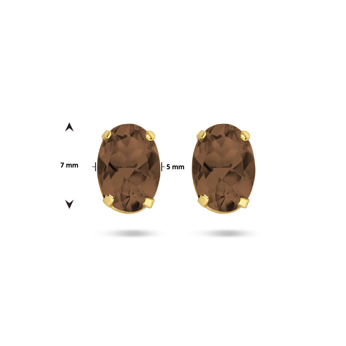 oorknoppen rookkwarts 14K geelgoud