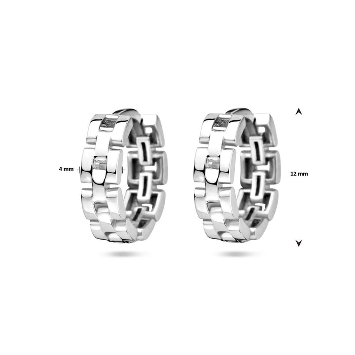 drop earrings link motif silver rhodium plated