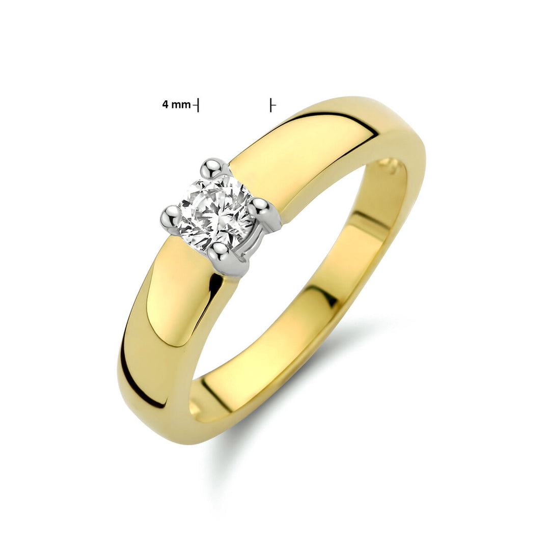 ring zirconia 14K bicolor gold yellow/white