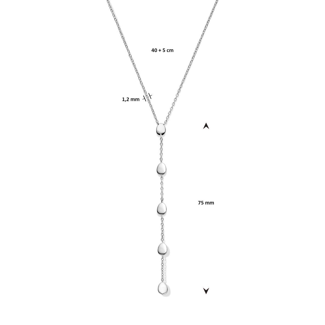 y-collier 40 + 5 cm zilver gerhodineerd