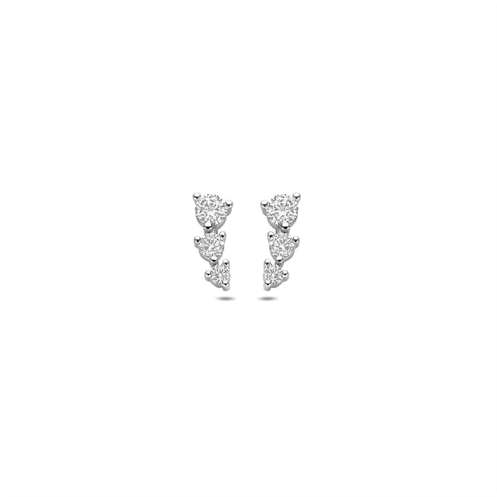 Zilveren oorknopjes met zirkonia – gerhodineerd 925 zilver