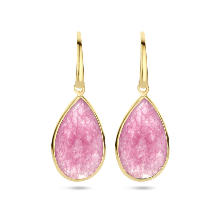 Marginenta Quarz Ohrringe Französischer Haken Silber vergoldet (Gelb)